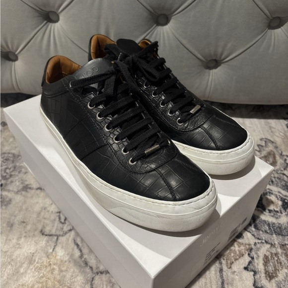 Men’s Jimmy Choo Portman shoe in black croc-embossed leather size 10.5 US